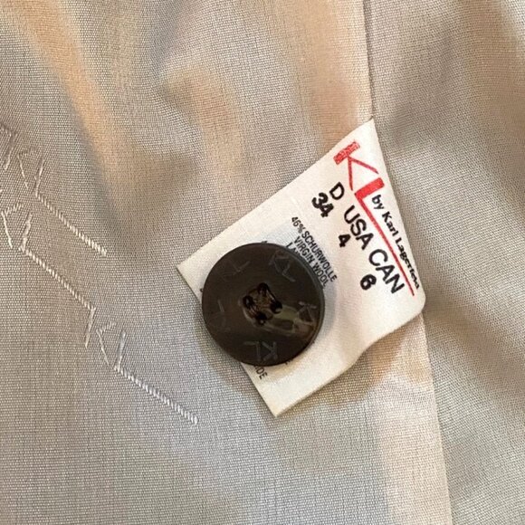 Vintage KL by Carl Lagerfeld 80s linen and wool blazer jacket, olive,, rare - Picture 4 of 16